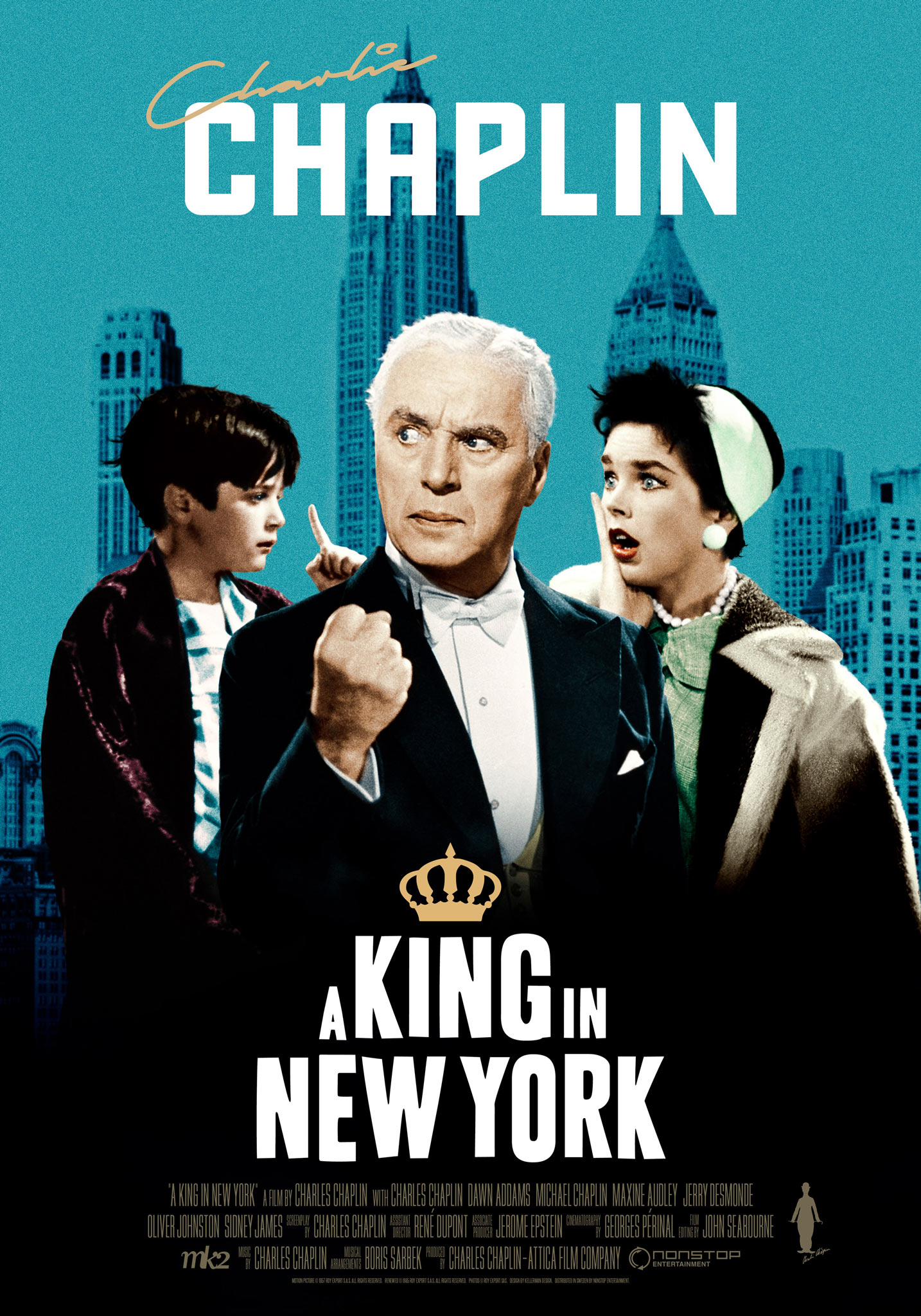 A King in New York (1957) theatrical onesheet
