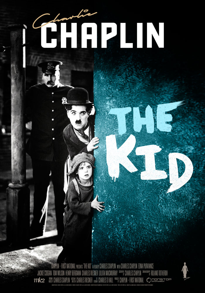 The Kid (1921) Charlie Chaplin, movie poster, English