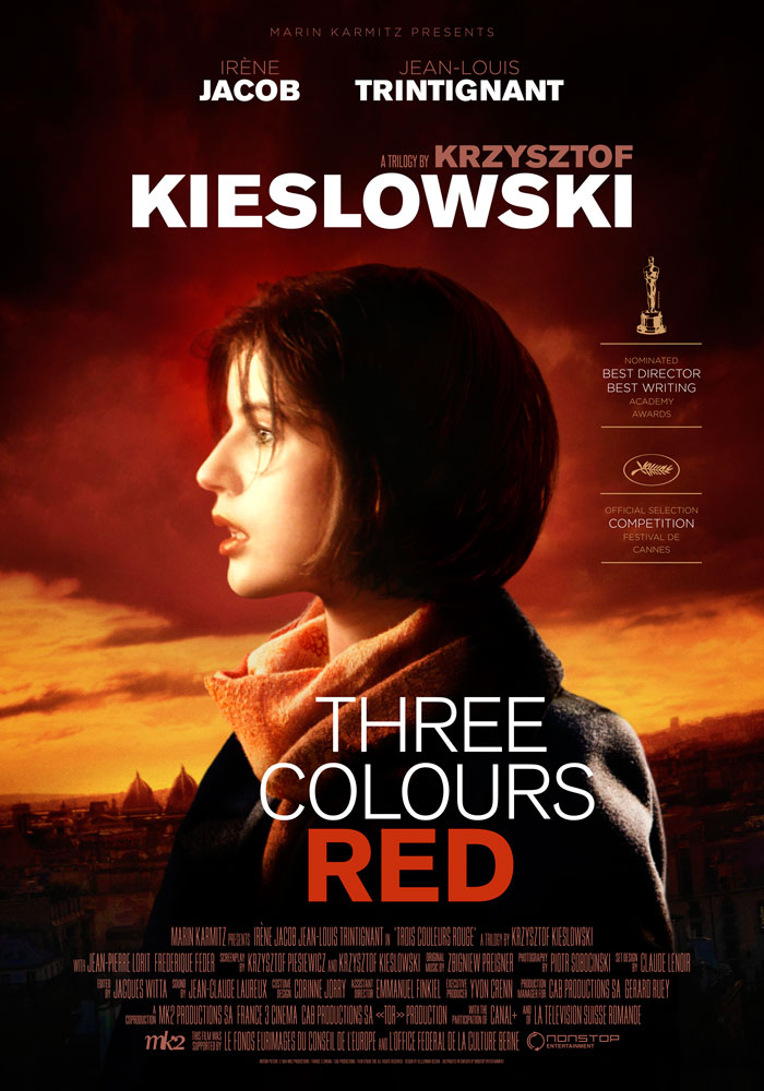 Three Colours Red (1994) Krzysztof Kieslowski, movie poster, English