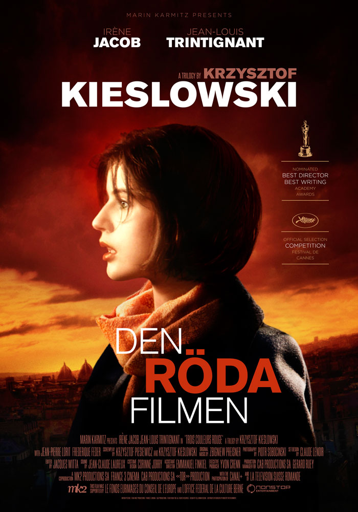 Three Colours Red (1994) Krzysztof Kieslowski, movie poster, Swedish